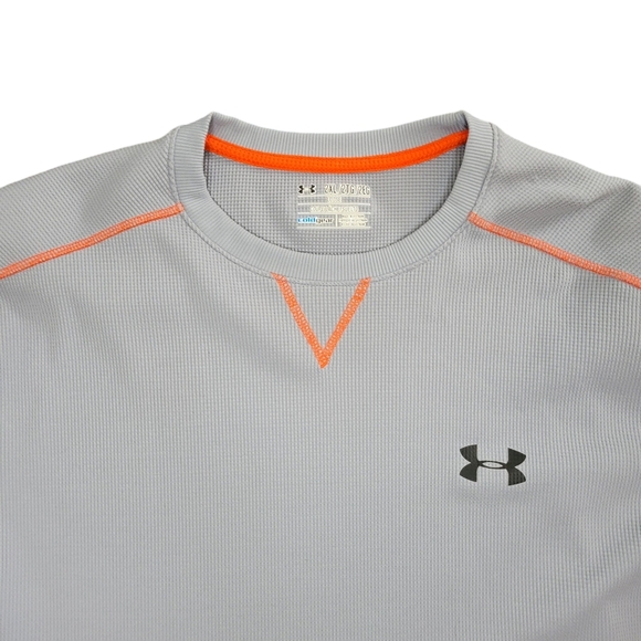 Under Armour Men's Cold Gear Long Sleeve Thermal Shirt Gray/Orange Size 2XL - Picture 2 of 7